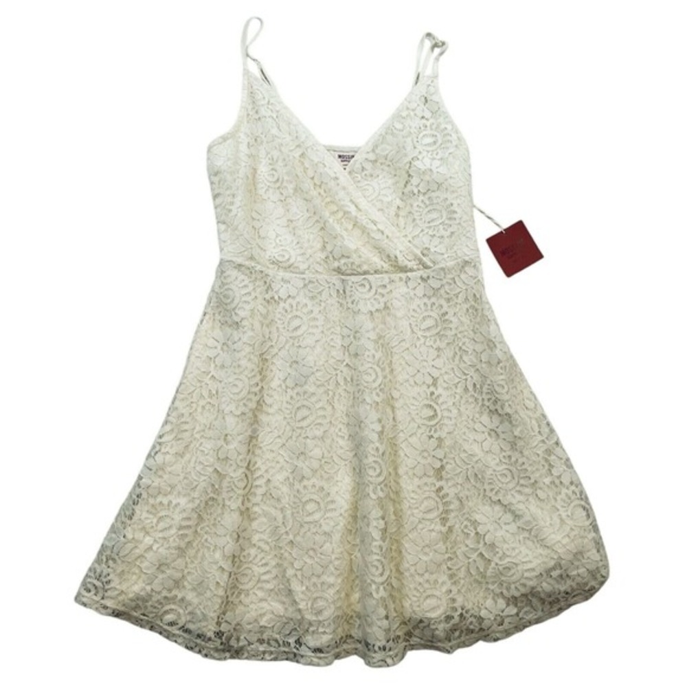 Mossimo Women Dress White Floral Lace XS Fit Flare Boho Bridal Mini New